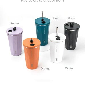 コーヒーオフィス こぼれない 蓋付き 二重構造 真空断熱 保冷 保温 大容量ストロー付きタンブラー