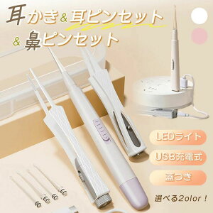 細い 小さい 耳の穴 見ながら 見える 照明付き みみかき 子供用 ライト 先端 LED USB充電式 光る耳かき ピンセット付き