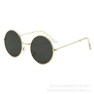 サイクリング ドライブ UV400カット フルリム PCレンズ メタルフレーム 個性的 ファッション レトロ 丸型 男女兼用