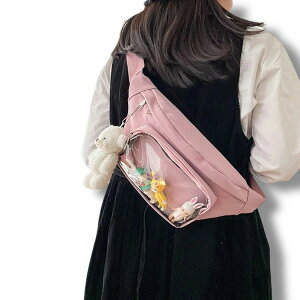 ぬ 缶バッチ 推しバッグ 推し活 推し バッグ クリアバッグ クリア ミニバッグ ミニ ボディバッグ ウエストバッグ 痛バ