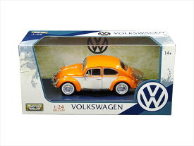 ミニカー　1/24　MOTORMAX☆VW　ワーゲン　ビートル　オレンジ/白（リヤウッドラゲッジ　ラック付【予約商品】