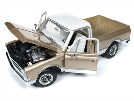 ミニカー　1/18　AUTOWORLD　1968　シボレー　C10　ピックアップトラック　金/白色　アメ車　【予約商品】