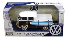 ミニカー　1/24　MOTORMAX☆VW　ワーゲンバス タイプ2　サーフボード付！ウッド/白　ダブルキャブ・ピックアップ　【予約商品】ワーゲンバス ミニカー