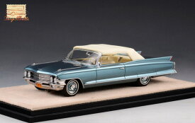 ミニカー　1962　キャデラック　コンバーチブル幌白　ネプチュンブルー色　1/43　GLM　Cadillac Series 62 Convertible Open Top Laurentian 1962【予約商品】