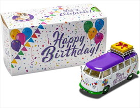 ミニカー　1/43　ワーゲンバス　屋根にプレゼント包を載せた♪　Happy Birthday VW　フォルクスワーゲン　タイプ2　CORGI　白 02733CC【予約商品】