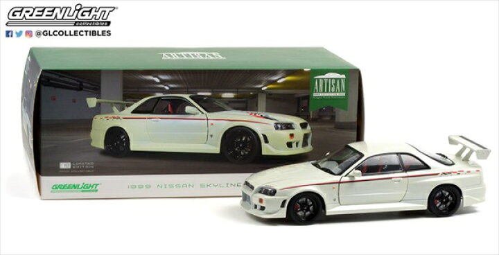 楽天市場】ミニカー GTR 1/18 特別限定 GREENLIGHT 1999 GT-R (BNR34 