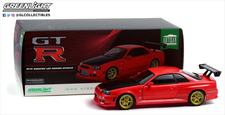 楽天市場】ミニカー GTR 1/18 特別限定 GREENLIGHT 1999 GT-R (BNR34 