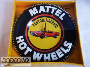 壁掛け時計 アメリカンプレート ブリキ看板 HotWheels ホットウィール 復刻版 ファイアーバード ミニカー  直径30cm