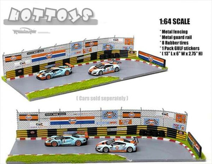 楽天市場】ミニカー 1/64 ジオラマセット / GULF レーシングコース の 