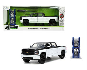 ミニカー 1/24 2014 シボレー・シルバラード 白/黒色 トラック アメ車 JadaTOYS 2014 Chevrolet Silverado 1500 LT Z71 Crew Cab 【予約商品】