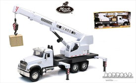 ミニカー　1/18　NEWRAY　クレーントラック　白　巨大！　クレーンも動く♪　 Mack Granite (White) MK500 Extendable Crane Truck　予約商品