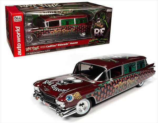 ミニカー　1/18　AUTOWORLD☆1959　キャデラック　エルドラド　霊柩車　Ratfink　ラットフィンク　1959 Cadillac Eldorado Hearse ? Rat Fink【予約商品】