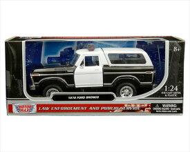 ミニカー　1/24　1978　フォード・ブロンコ　パトカー　黒/白色　MOTORMAX　ランクル　限定品　 1978 Ford Bronco Custom with Lightbar【予約商品】ランクルミニカー