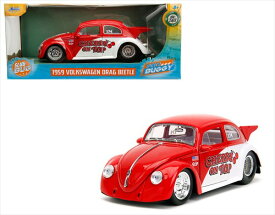 ミニカー 1/24　JadaTOYS☆1959　VW　フォルクスワーゲン　ビートル　赤/白　1959 Volkswagen Drag Beetle (Two-Tone Red/White) “Cherry On Top”【予約商品】