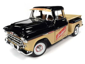 ミニカー　1/18　1957　シボレー　3100　ステップサイドトラック　黒/ベージュ色　アメ車　1957 Chevrolet 3100 Stepside Pickup Truck Leinenkugle’s【限定予約商品】