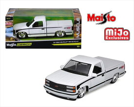 ミニカー　1/24　maisto　1993　シボレー　C1500　454　ピックアップトラック　白色　1993 Chevrolet 454 SS Pickup Lowriders【限定予約商品】