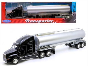 �~�j�J�[�@1/32�@�P�����[�X�@Kenworth T2000�@�^���N���[���[�@�g���[���[�g���b�N�@���F�@Kenworth T2000 Semi Truck Black w/ Silver Tanker Trailer�@WELLY�y�\�񏤕i�z