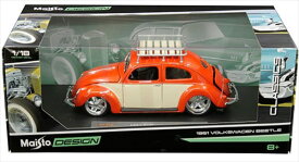 ミニカー 1/18　maisto☆1951　VW　フォルクスワーゲン　ビートル　オレンジ/白　スプリットウィンドー ルーフラック付【予約商品】