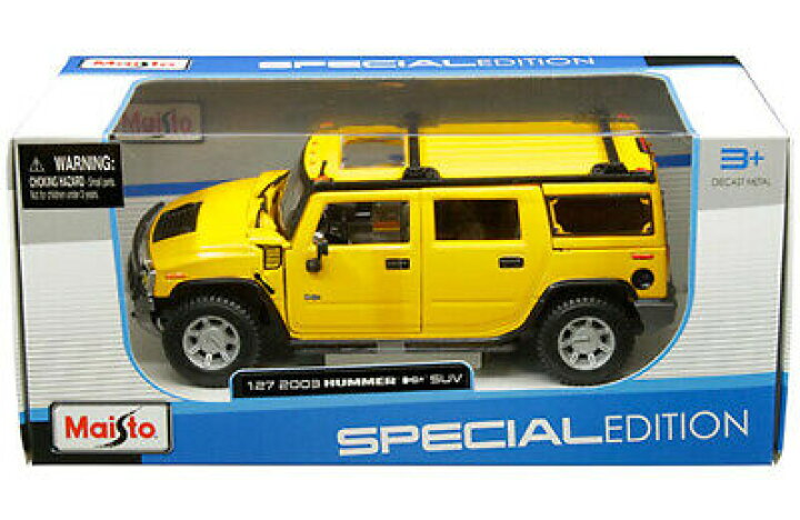 楽天市場】ミニカー 1/24 maisto☆2003 ハマーH2 黄色 Hummer H2 SUV  