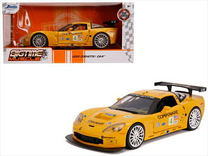 ミニカー 1/24 JadaTOYS☆2005 シボレー・コルベット C6R 黄色 アメ車【予約商品】
