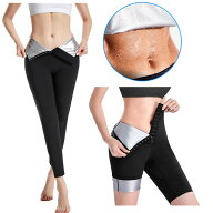 サウナスーツ サウナパンツ 5分丈 9分丈 ハイウエスト お腹 太もも 痩せ ヒップアップ 薄い 3段階フック…