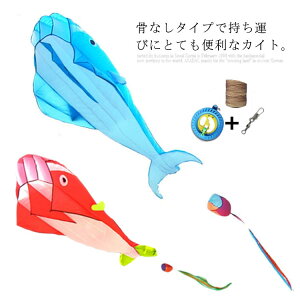 骨なし カイト 凧 タコ揚げ 凧揚げ 立体 折り畳める イルカ 紙鳶 軽量 持ち運び便利 公園 遊び カラフル 子供 おもちゃ ピクニック キャンプ アウトドア レジャー