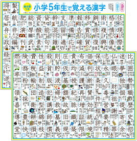 どこでも学習館 小学五年生 漢字表 ポスター 書き順 イラスト付 防水 A3 ユポ紙 2枚 お風呂ポスター 小学校 5年生 子供 知育ポスター 浴室 お風呂 貼る 勉強 シート 子ども 風呂ポスター 学習 小5 漢字ポスター 子供部屋 風呂 トイレ リビング学習 進級祝い こども 送料無料