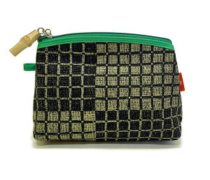 山型ポーチ 碁盤縞 化粧ポーチ マチ付きポーチ 御陵庵 日本製 帆布生地 可愛いポーチ オシャレポーチ 京都帆布 和雑貨