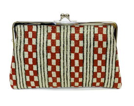 がま口パスポートケース　石畳と縞　御陵庵 小粋な和柄 スリムながま口ポーチ がま口通帳入れ 帆布生地ポーチ 京都石畳柄 和雑貨 京都 日本製 帆布生地 おしゃれがま口