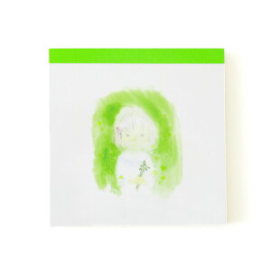 いわさきちひろ メモパッド・スクエア Green【メール便対応可】 日本製 可愛いメモ シンプルデザイン 子どもイラスト 文房具 カラフル ステーショナリー かわいい メモ 文具 スクエアタイ