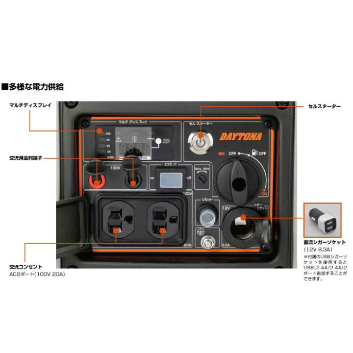 楽天市場】デイトナ インバーター発電機 DAYGENE1900e ポータブル 