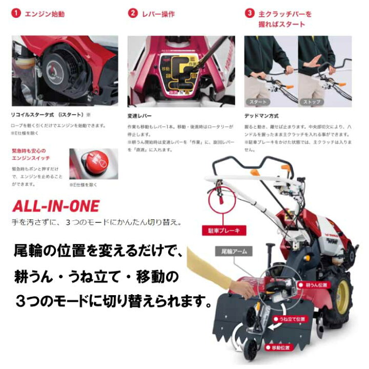 楽天市場】ヤンマー ミニ耕うん機 標準仕様(セル) YK651MR,E 【ミニ 