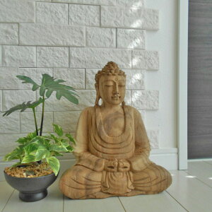 一刀彫 仏陀坐像 26cm 仏像 仏陀 ブッダ オブジェ 仏像の置物 仏陀の置物 置物 彫刻 オリエンタル エスニック アジアン風 悟り 瞑想 アジアン雑貨 バリ雑貨