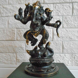 ブロンズ製 ガネーシャ 20cm 夢をかなえるゾウ 学問 金運 商売繁盛 学問の神 金運の神 商売繁盛の神 ガネーシャの置物 アンティーク エスニック ヒンドゥー アジアン雑貨 バリ雑貨