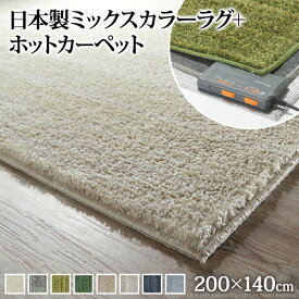 ミックスカラーの深い味わい ホットカーペット 1.5畳 セット （200x140cm） ラグ付き カバー付き 電気カーペット 北欧 おしゃれ 長方形 防ダニ 安い 激安 滑り止め付き