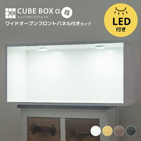 LED付き コレクションケース キューブボックスα 改 ワイド（主電源タイプ）【送料無料】 フィギュアケース 卓上 横長 木製 アクリルふた フロントパネル コレクションラック コレクションボード コレクションボックス