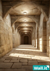 【Wall.it A4 フィギュアディスプレイケース専用背面デザインシート 縦向】 廊下 地下通路 石壁 エジプト 風景 トンネル 宮殿 ローマ 遺跡