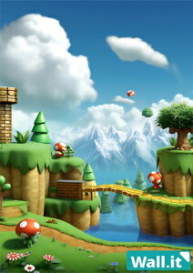 【30日★40枚★5%OFFクーポン】 【Wall.it A4 フィギュアディスプレイケース専用背面デザインシート 縦向】 ファンタジー ゲーム マリオ 冒険 風景 自然 雲海 晴れ 昼間