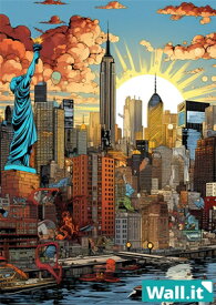 【10日★60枚★5%OFFクーポン】 【Wall.it A4 フィギュアディスプレイケース専用背面デザインシート 縦向】 アメコミ 摩天楼 ニューヨーク アメリカンコミック 風景 アメリカンヒーロー