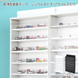 超薄型 コレクションケース シングル アクリルふたつき 【送料無料】 木製 ミニカー コレクションボード フィギュアラック 壁面収納 大型 薄型 横長 ミニカーラック プラレールラック トミカ 収納 スリム