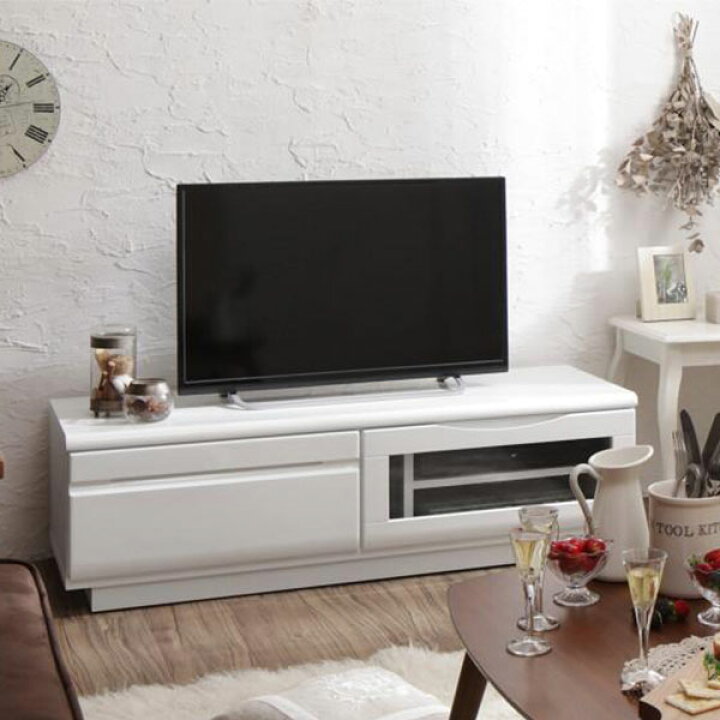 楽天市場 ベーシックが新しい 鏡面ホワイト テレビ台 幅1 完成品 送料無料 テレビボード ローボード 1 ルーター収納 おしゃれ 可愛い 安い 北欧 白 50インチ 50型 50v House Boat