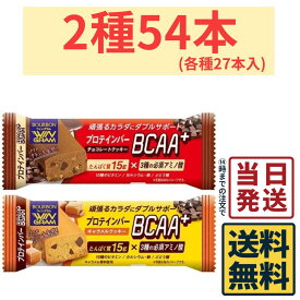 【計54本】 ブルボン プロテインバー BCAA+ 2種 各27本 計54本 詰め合わせセット (1本＝40g)【 送料無料 】【 当日発送 】プロテインバー チョコレートクッキー チョコレート チョコ BCAA+ 軽食 間食 健康 おやつ 小腹