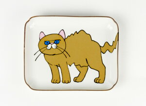 【最大1000円OFF】KUTANI SEAL 長角皿 クタニシール ネコ・ジェラシー 3種類【猫柄 九谷焼 上出長右衛門窯 おしゃれ オシャレ かわいい 可愛い プレート 和食器】