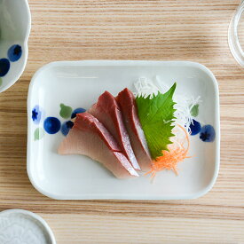 内村七生 うちむらなお ブルーベリー 長方皿【角皿 平皿 うつわ 和食器 洋食器 作家 色絵 絵付 九谷焼 九谷青窯】
