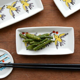 内村七生 うちむらなお 内村七生　色絵飛ぶ鳥 長角豆皿【うつわ 和食器 洋食器 作家 色絵 絵付 九谷焼 九谷青窯 くたにせいよう 小皿】