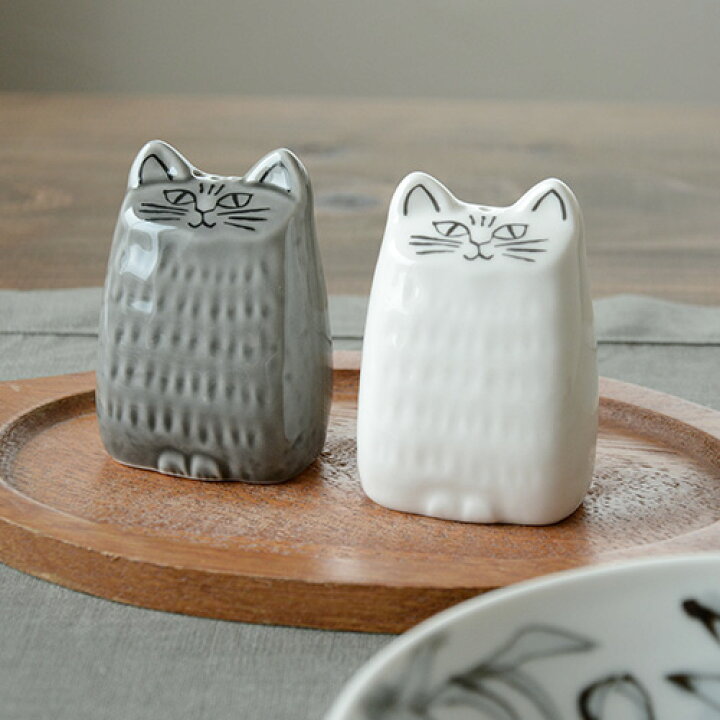 楽天市場】リサラーソン ねこのソルト＆ペッパー 美濃焼／白がソルト 
