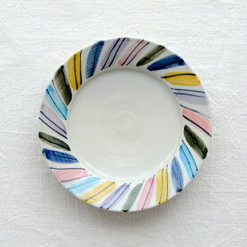 陶房ななかまど 色絵斜め麦 6.5寸平皿【九谷青窯 九谷焼 和食器 作家 くたにせいよう 送料無料】