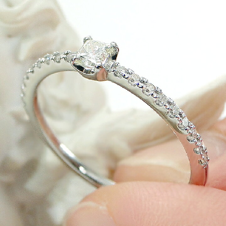 楽天市場】Pt950 プリンセスカット ダイヤモンドリング【0.24ct 