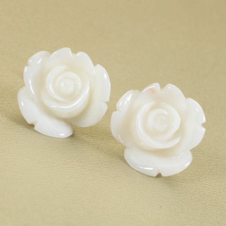 楽天市場】白珊瑚ピアス 薔薇 花 K18 イエローゴールド 無染色 JUNSUI 