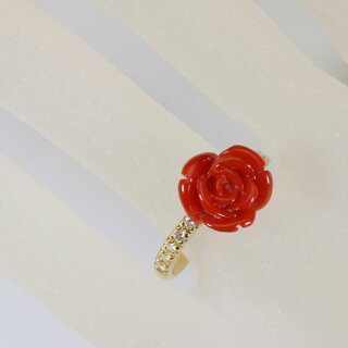 血赤珊瑚、薔薇の花リング